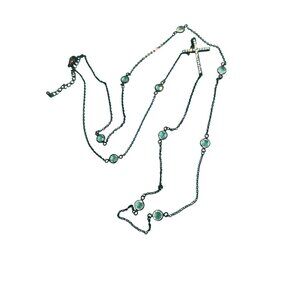 Dark Copper Tone Clear Crystal Stations Cross Rhinestones Can be Double Adj 37"